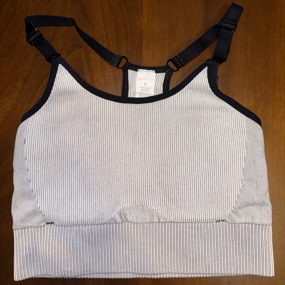 Isabel Maternity by Ingrid & Isabel Black and White Ribbed Nursing Sports Bra